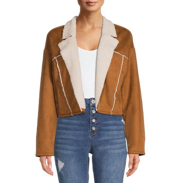 Madden NYC Women's and Junior's Faux Suede Cropped Jacket - Walmart.com | Walmart (US)