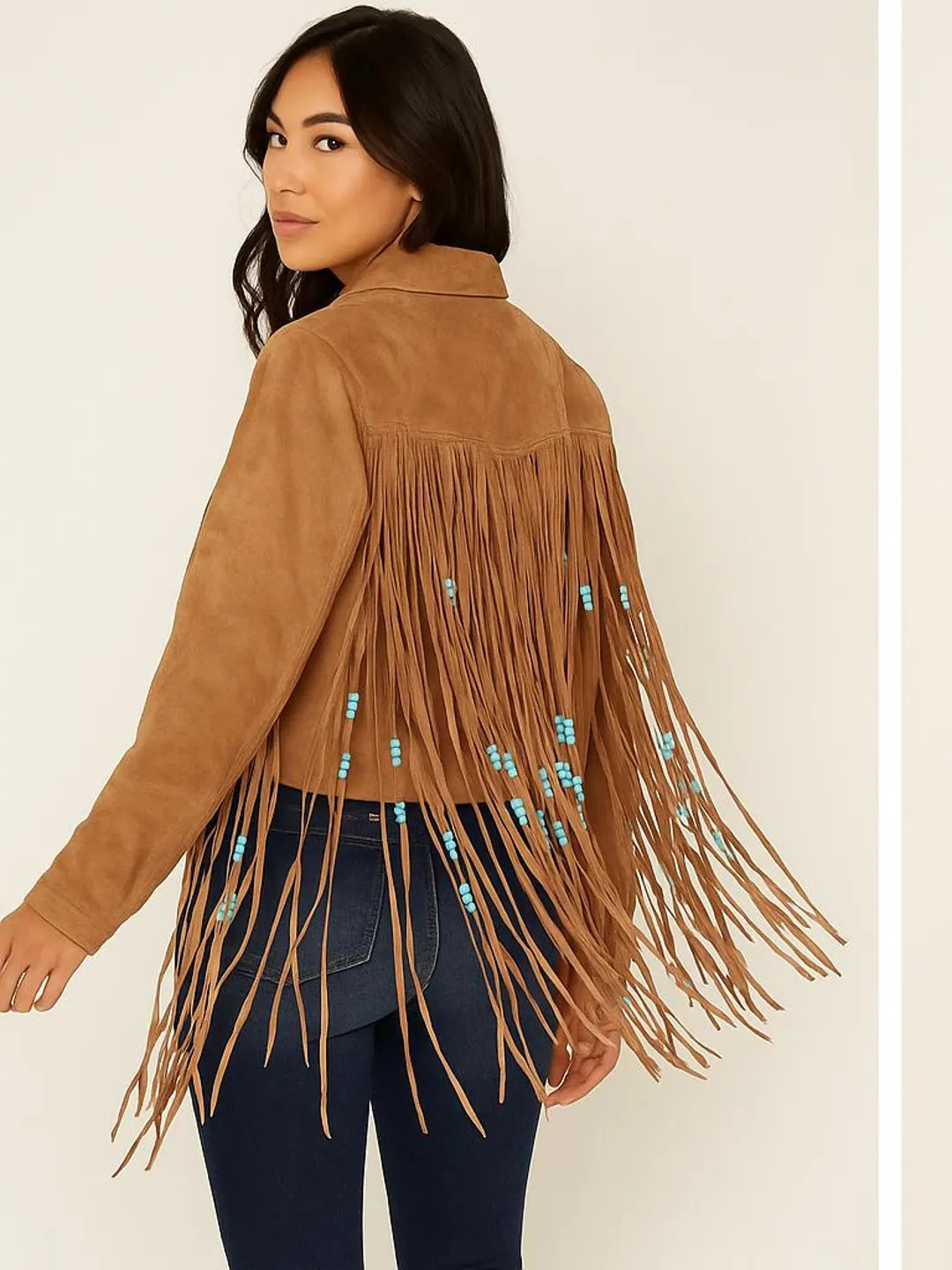 Women Tan Brown Western Wear Suede Leather Fringe Vintage Coat Jacket, Women Western Cowgirl Styl... | Etsy (US)