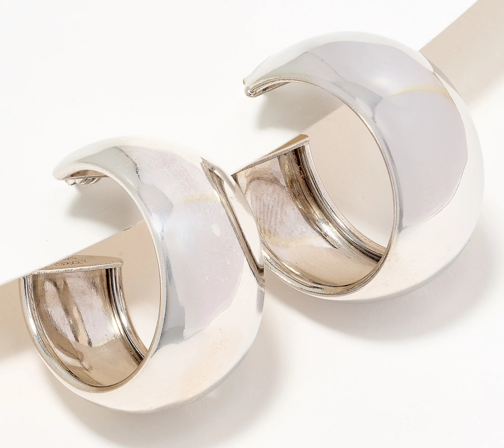Silver Style Wide Dome 1"" Hoop Earrings, Sterling Silver | QVC