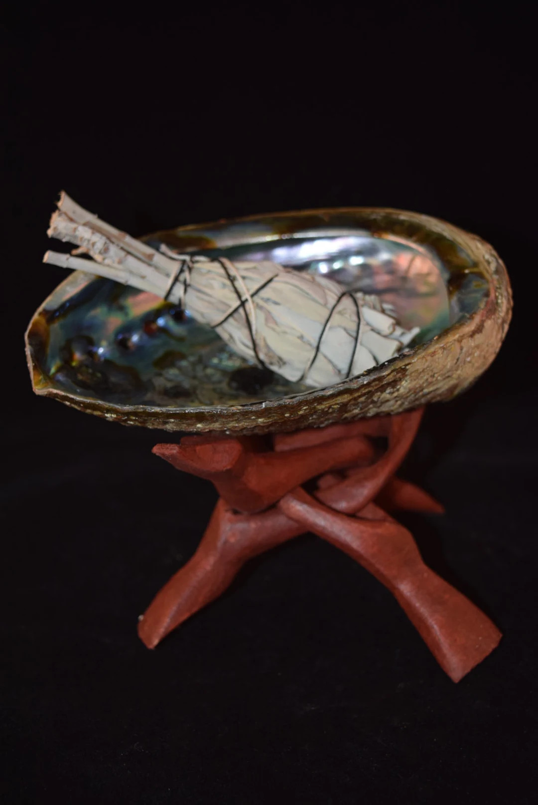 NessaStores California White Sage 3" - 4" + Wood Stand 6" & Abalone Shell 6" - 7" (1 Kit) | Etsy (US)