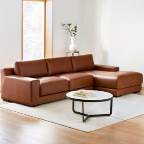 Dalton Leather 2-Piece Chaise Sectional (111"–121") | West Elm (US)