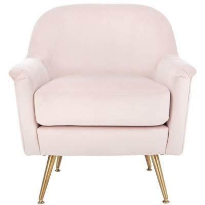 Brienne Mid-Century Arm Chair - Blush Pink Velvet/Brass - Safavieh | Target