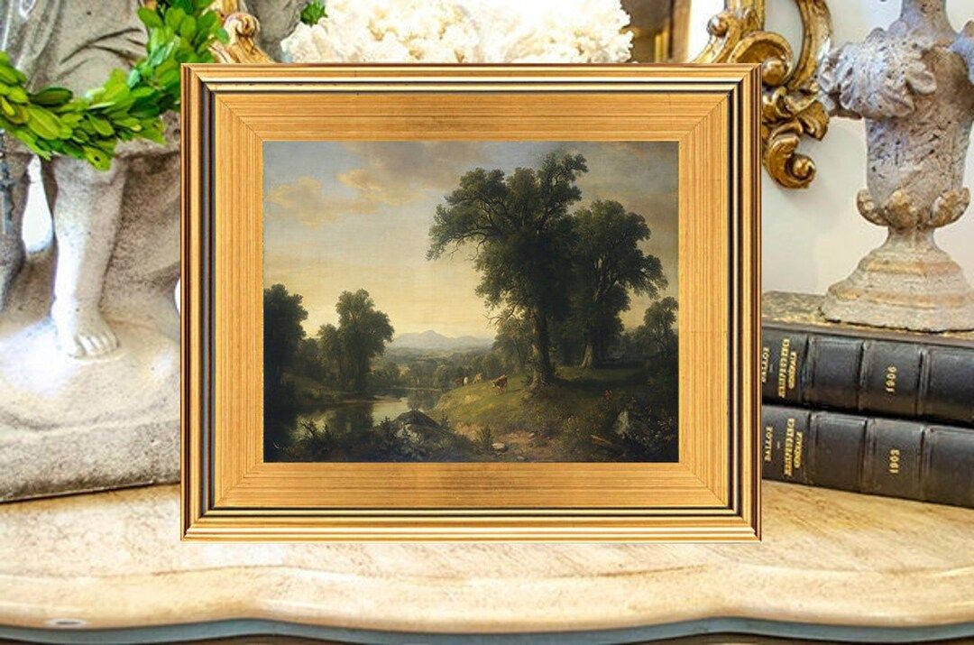 Beautiful French Style Pastoral Cow Landscape Oil Painting - Etsy | Etsy (US)