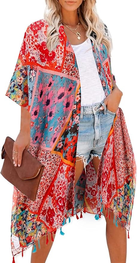 Breezy Lane Kimonos for Women Swimsuit Coverups Beach Cover Up Swimwear Cardigan Summer | Amazon (US)