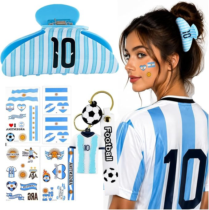 Argentina Jersey Claw Clip Gift Bundle for World Cup 2026, Argentina World Cup Hair Accessories M... | Amazon (US)