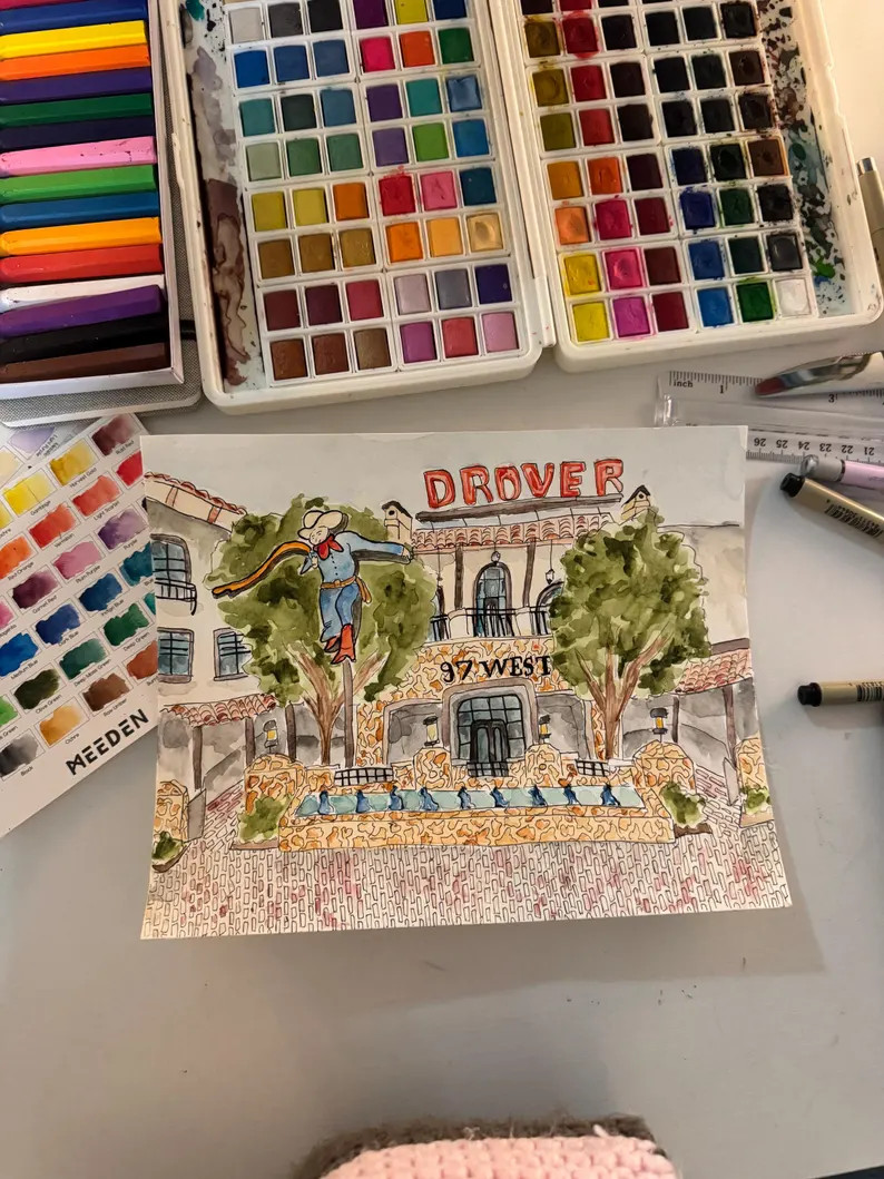 Hand Painted Hotel Drover Print! | Etsy (Global)