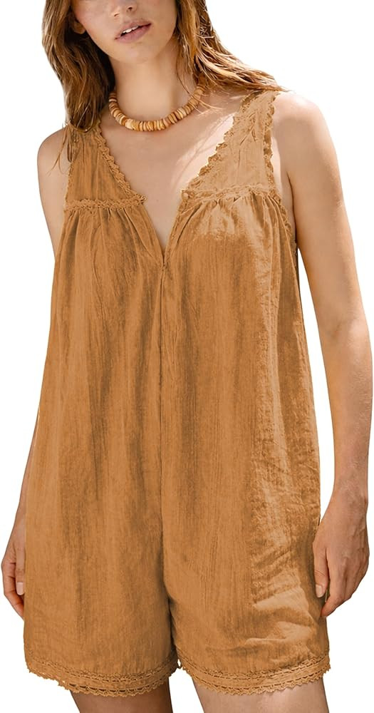 Womens Easton Lace Trim Romper Perfect for Summer and Casual Outfits | Amazon (US)