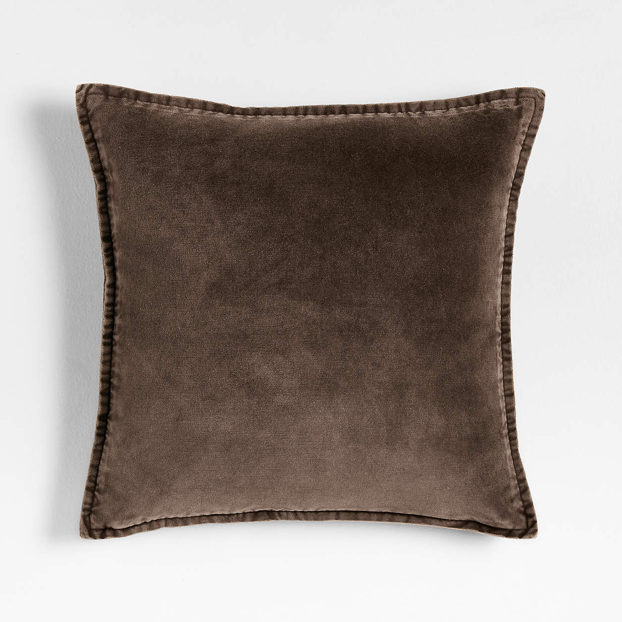 Relaxed Washed Organic Cotton Velvet 20"x20" Deep Brown Throw Pillow Cover + Reviews | Crate & Ba... | Crate & Barrel