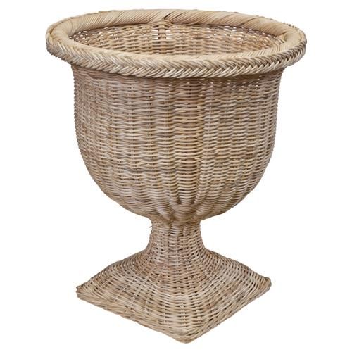 Mainly Baskets Braided Coastal Natural Woven Rattan Square Base Urn Pot Planter | Kathy Kuo Home