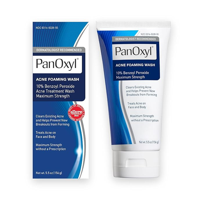 PanOxyl Acne Foaming Wash Benzoyl Peroxide 10% Maximum Strength Antimicrobial, 5.5 Oz | Amazon (US)