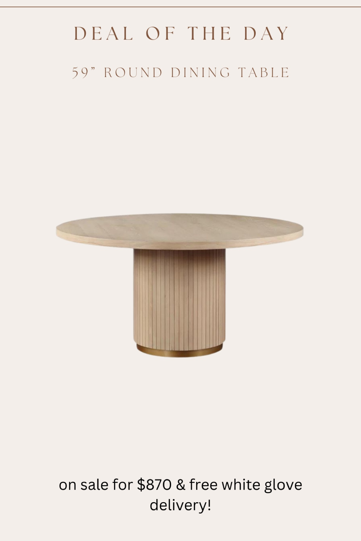 Oh wow!! Just found the best price I’ve ever seen for a fluted base dining table with gold base in this size!

For round dining tables that seat 6, they’re usually 2-4x this cost! And free white glove delivery / assembly 🤯🤯 high sellout risk! 



#LTKhome #LTKsalealert