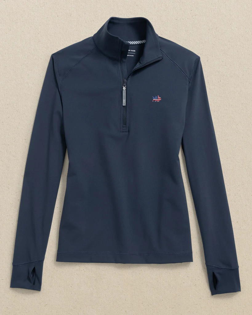USA Flag Skipjack Women's Runaround Quarter Zip | Southern Tide
