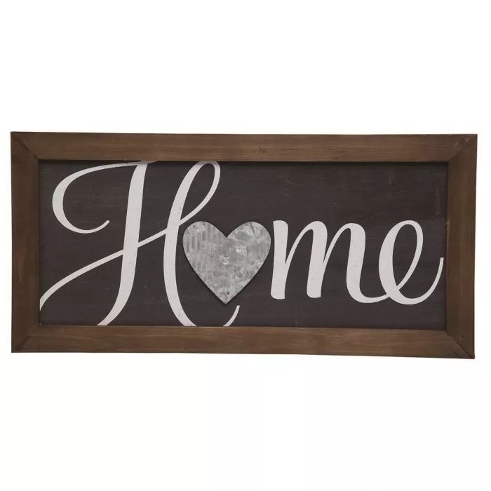 Transpac Wood 24 in. Brown Valentines Day Framed Home Wall Sign | Target