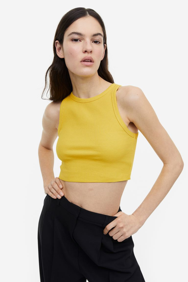 Crop Tank Top - Yellow - Ladies | H&M US | H&M (US + CA)
