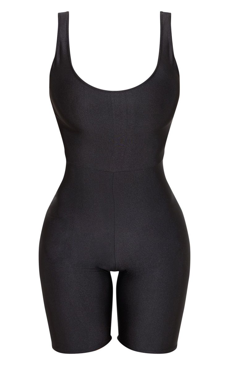 Black Scoop Neck Unitard | PrettyLittleThing UK