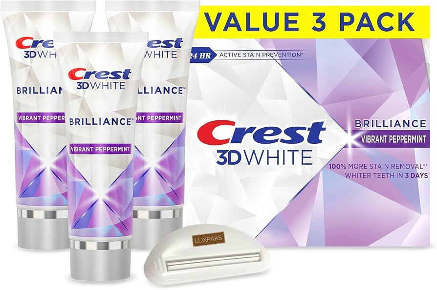 Luxpaks Toothpaste Squeezer Compatible with 3D White Brilliance Vibrant Peppermint Teeth Whitenin... | Amazon (UK)
