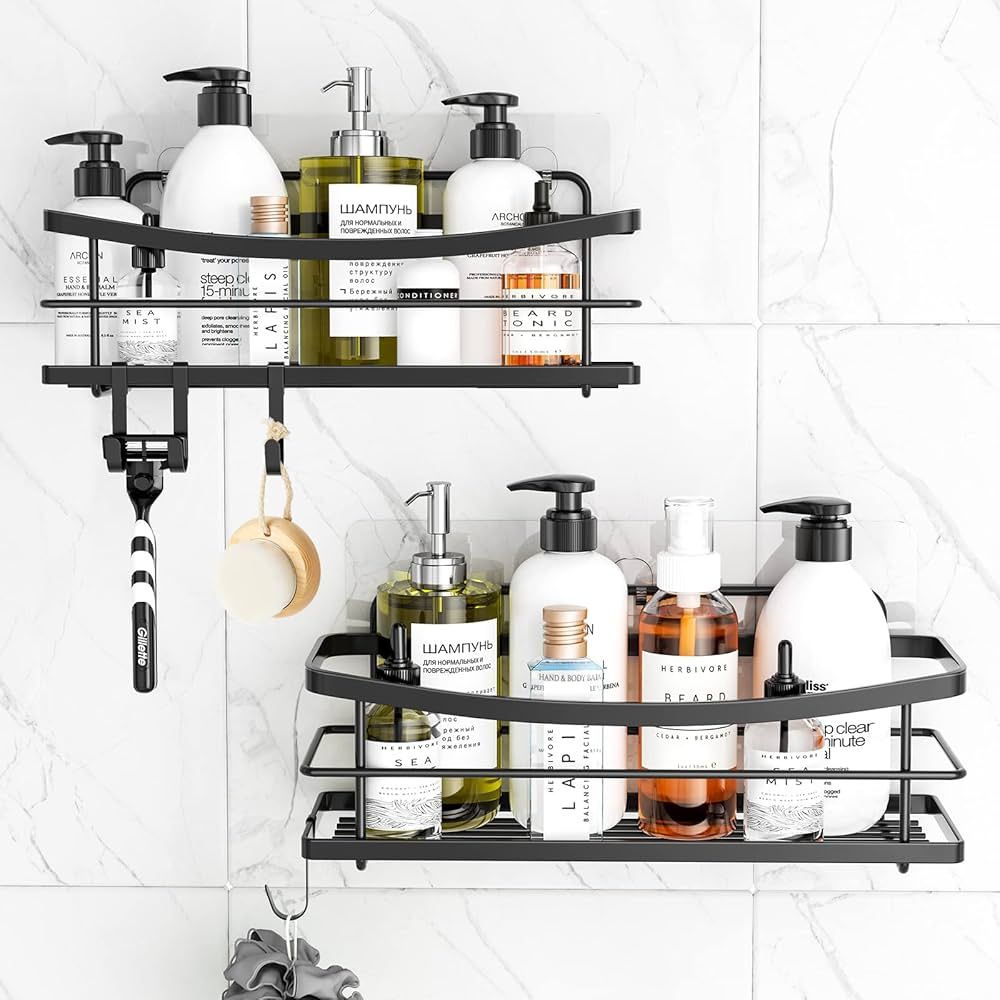 ODesign Shower Caddy Storage with Removable 4 Hooks Adhesive Shower Shelf Basket No Drilling Rust... | Amazon (US)