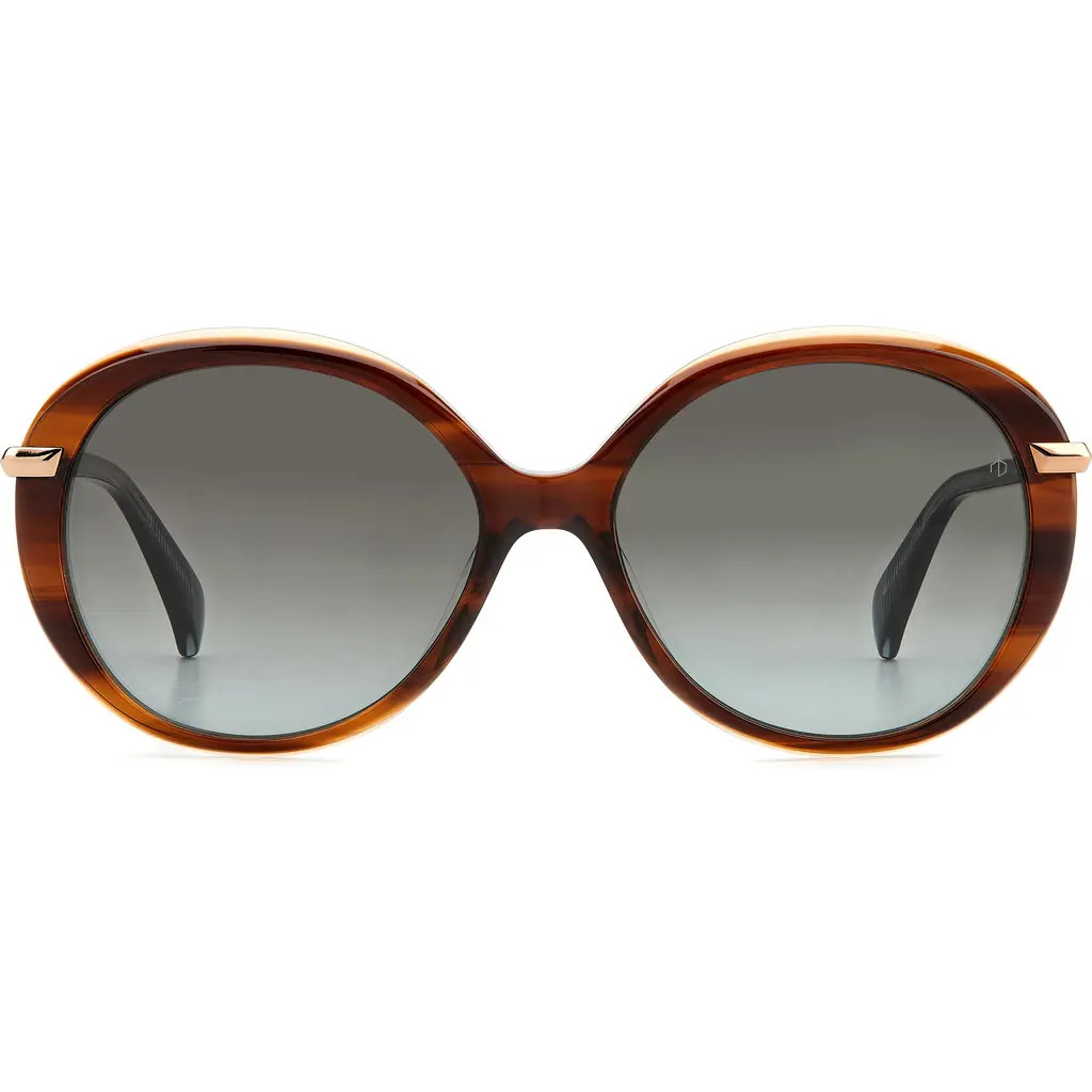 rag & bone 56mm Gradient Round Sunglasses in Brown Horn/Grey Shaded at Nordstrom | Nordstrom
