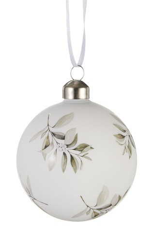 CANVAS White Collection Glass Hand-Painted Floral Ball Christmas Ornament | Canadian Tire