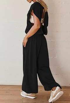 Pink Queen Women's Casual One Piece Outfit Cap Sleeve Long Wide Leg Pant Romper Jumpsuits Hollow ... | Amazon (US)