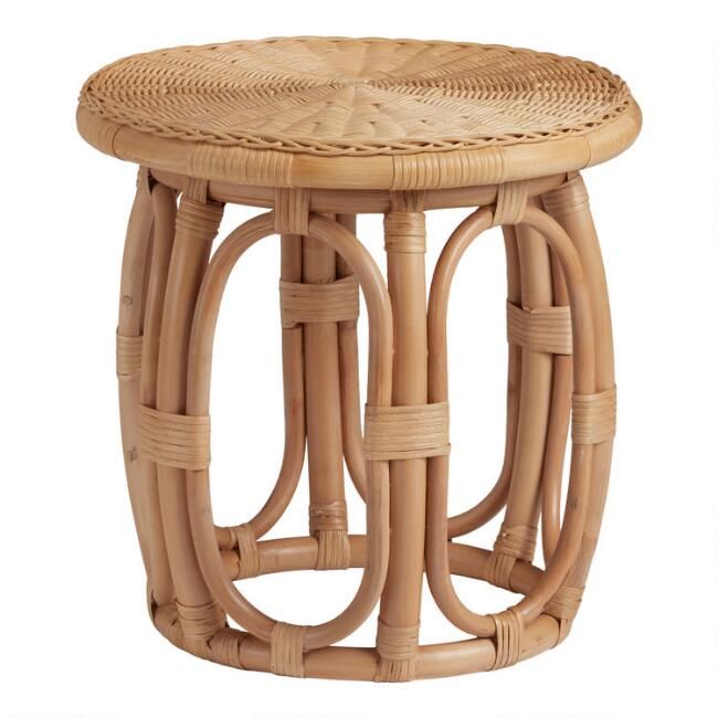 Round Natural Rattan Accent Table | World Market