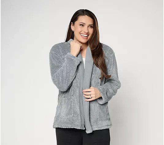 MUK LUKS Cozy Sherpa Cardigan with Pockets - QVC.com | QVC