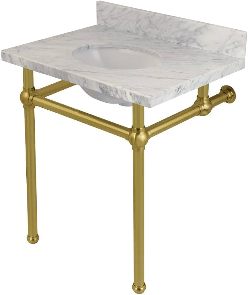 Kingston Brass Fauceture KVPB30MB7 Templeton Carrara Marble Bathroom Console Vanity with Brass Pe... | Amazon (US)