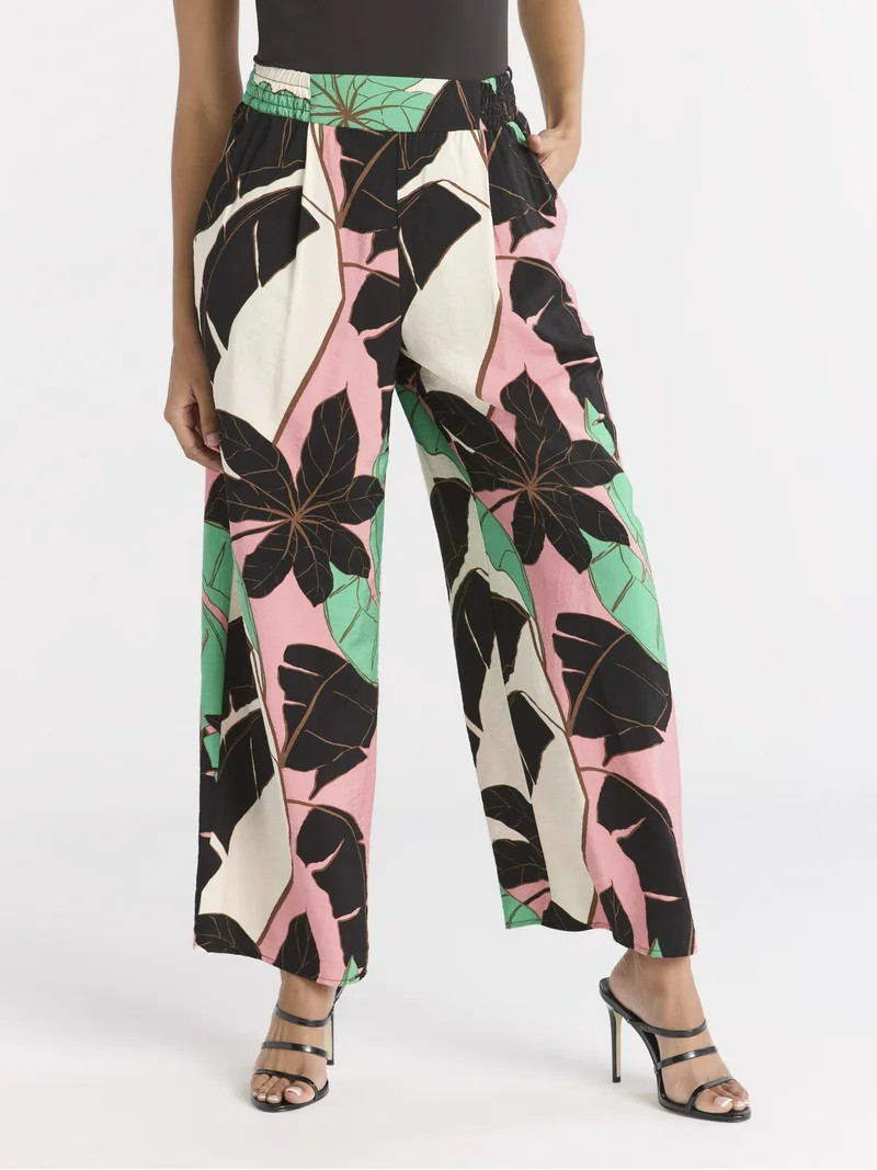 Sofia Jeans Women's and Women's Plus Drape Wide Leg Pants, 27" Inseam, Sizes XS-4X | Walmart (US)