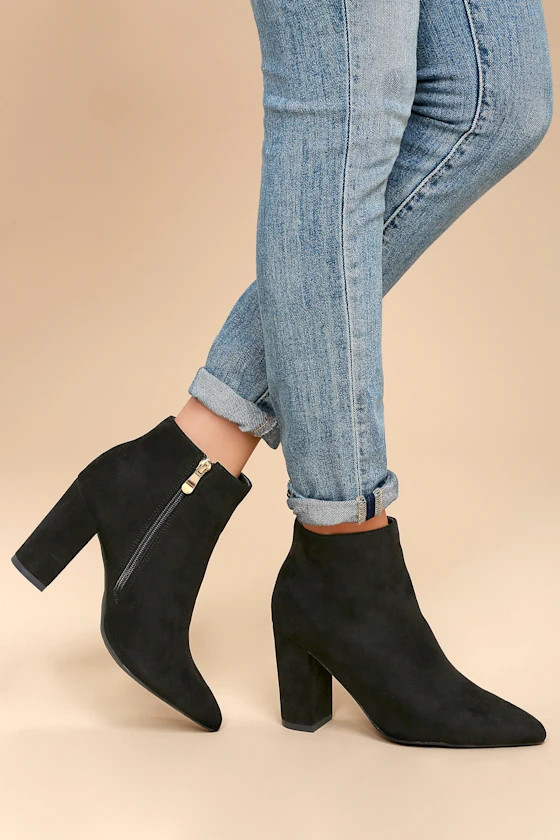 Ottava Black Suede High Heel Booties | Lulus (US)