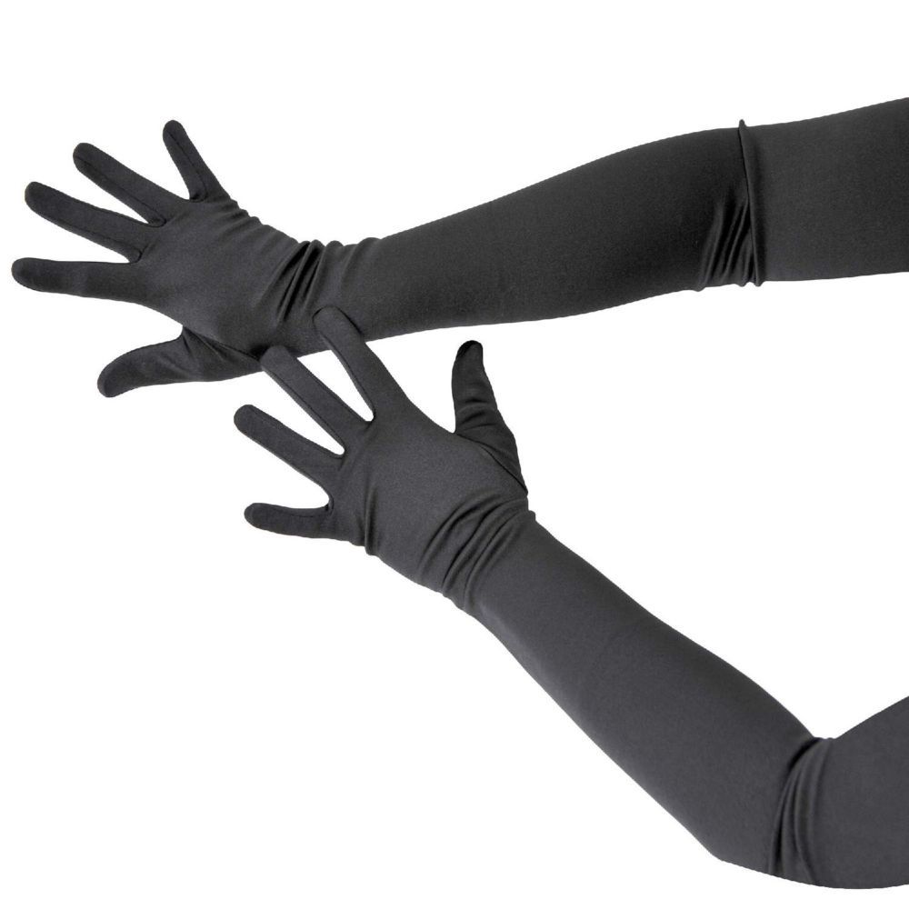 Skeleteen Black Satin Opera Gloves - Roaring 20's Fancy Flapper Elbow Gloves - 1 Pair | Oriental Trading Company