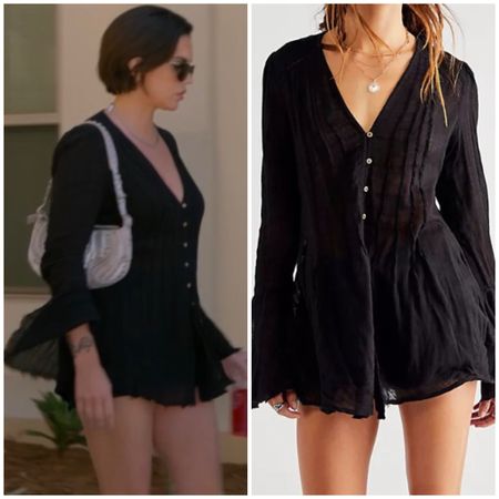 Katie Maloney’s Black Bell Sleeve Button Down Top