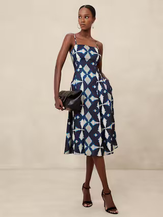 Satin Twill Pleated Midi Dress | Banana Republic Factory