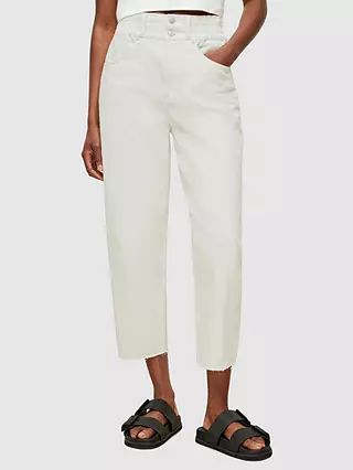 AllSaints Hailey High-Rise Relaxed Fit Jeans, White | John Lewis (UK)