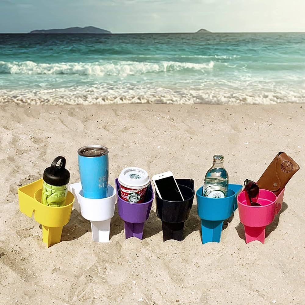 Home Queen Beach Cup Holders for Beverage, Cellphone, Sunglass Key, Multi-Functional Sand Coaster... | Amazon (US)