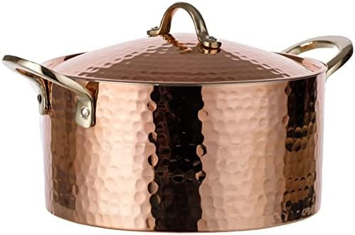 DEMMEX 1.2MM Thick Hammered Copper Soup Pot Stew Pan Casserole Dish, 3 Quarts (7.8" x 4") | Amazon (US)