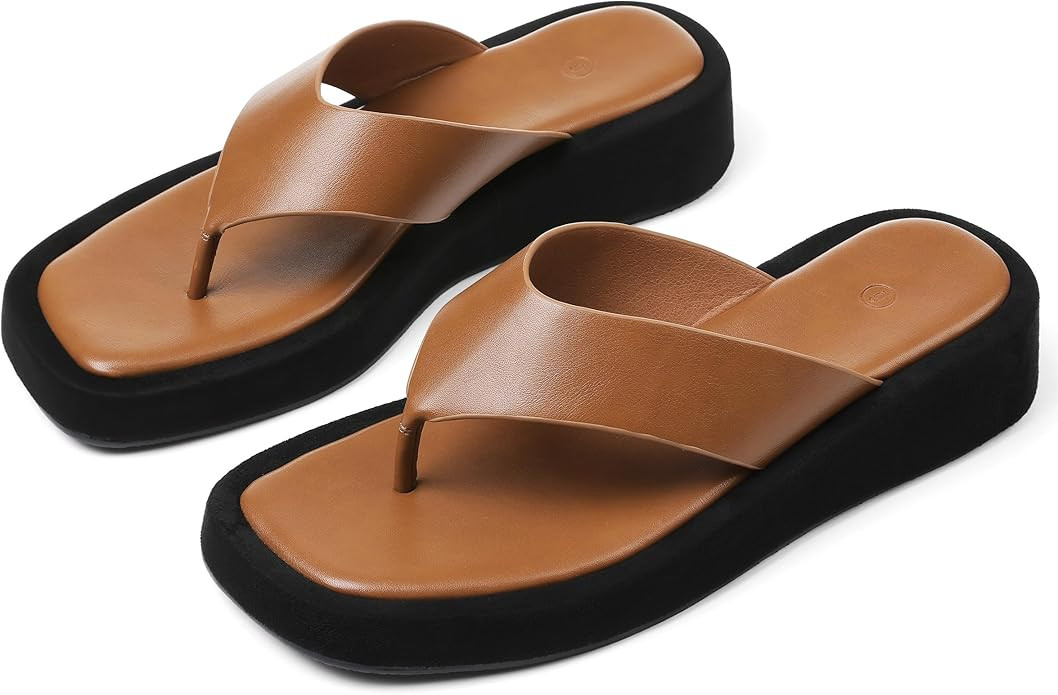 CYNLLIO Slides for Women Slip on Flip Flops Sandals Casual Thongs Platform Wedges Sandals Summer ... | Amazon (US)
