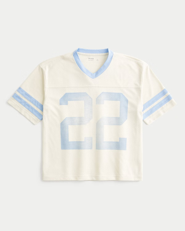 Men's Boxy Crop Mesh Graphic Football Jersey | Men's Tops | HollisterCo.com | Hollister (US)