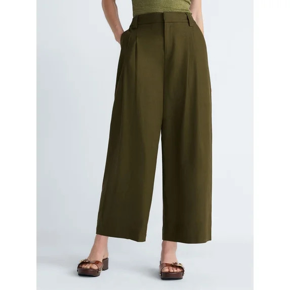 Scoop Women’s Pleated Barrel Pants, 25'' Inseam, Sizes 0-26W | Walmart (US)