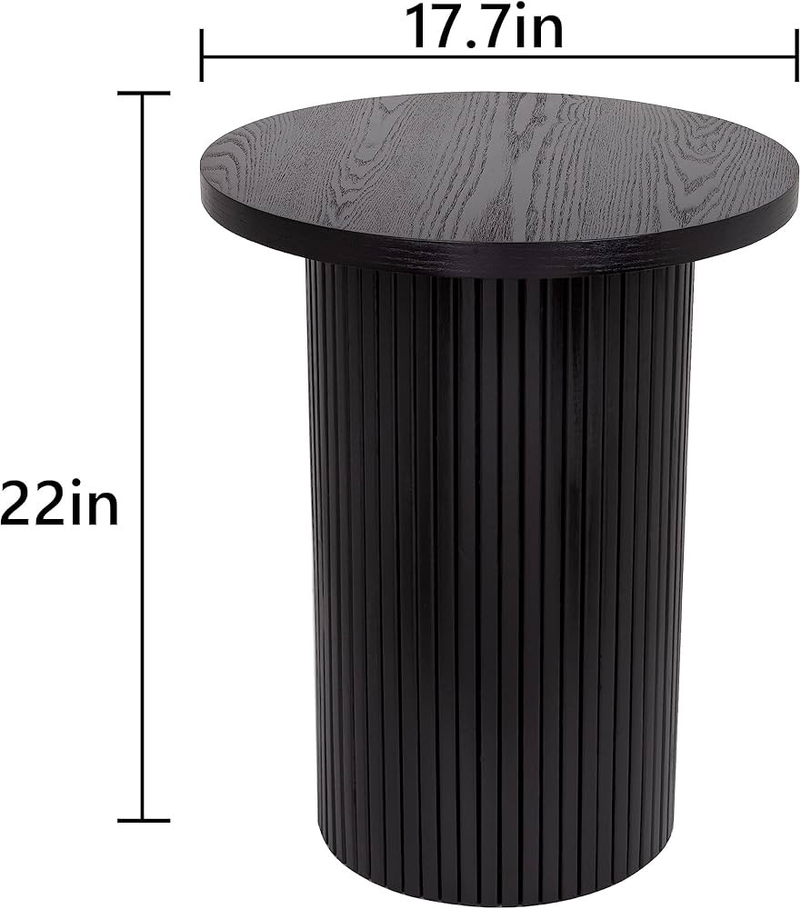 Black Side Tables Living Room, Modern Drum End Table, 18 inch Wide Black Accent Table, Fully Asse... | Amazon (US)