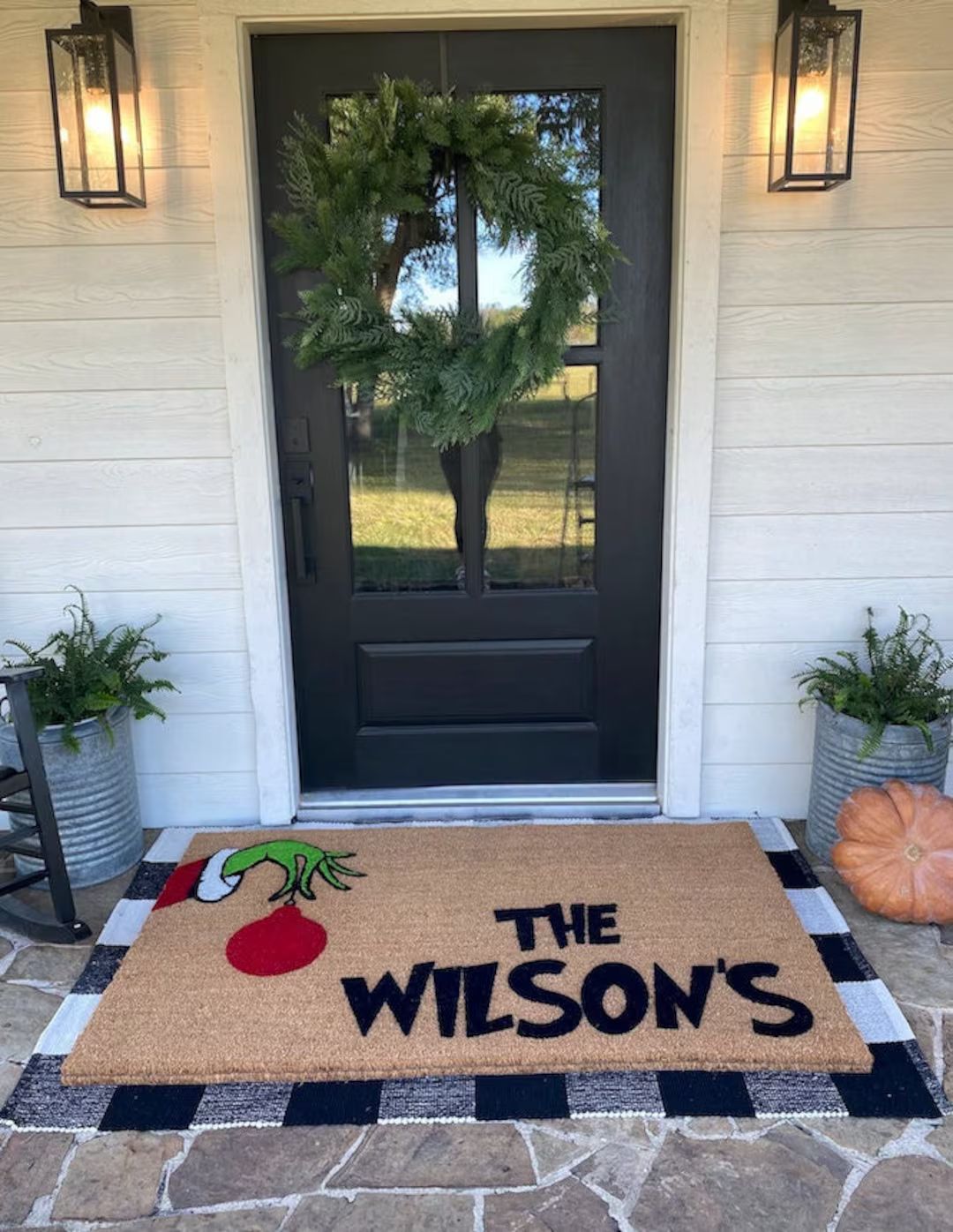 The Grinch Christmas Personalized Doormat, Christmas Door Mat, Outdoor Welcome Mat, Flocked Coir ... | Etsy (US)