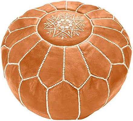 Marrakesh Gallery Moroccan Pouf - Genuine Goatskin Leather - Bohemian Living Room Decor - Hassock... | Amazon (US)