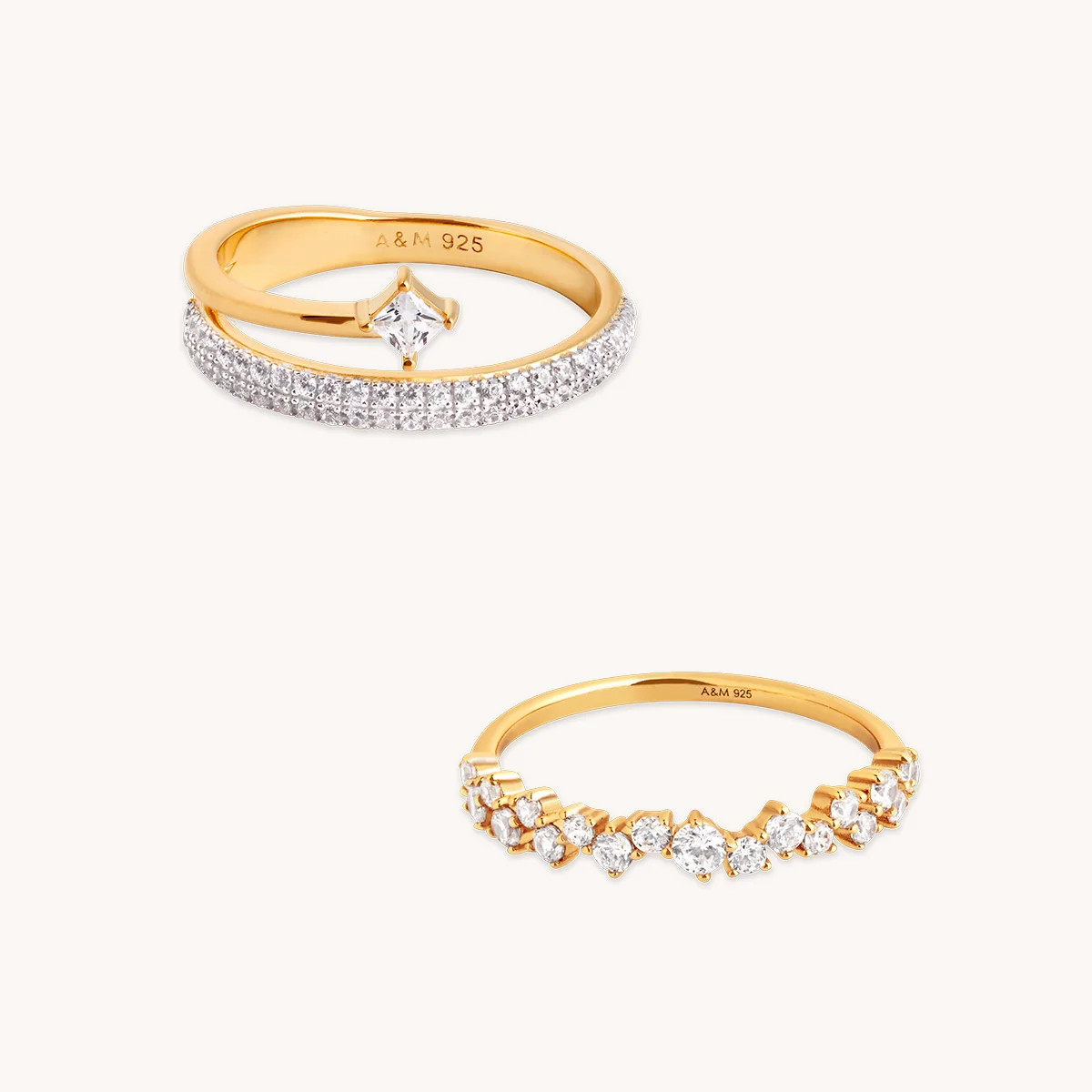 Cosmic Illusion Ring Stacking Set in Gold | Astrid & Miyu UK