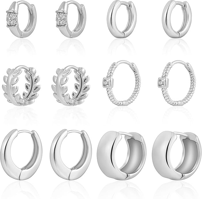 6 Pairs Small Gold Huggie Hoop Earrings for Women, 14K Gold Plated Cartilage Piercings Hoop Earri... | Amazon (US)