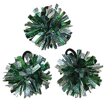 Set of 3, Wearable 2-Color 2" Metallic Pom Poms for Cheerleading, Team Spirit, Party Costume, Pon... | Amazon (US)