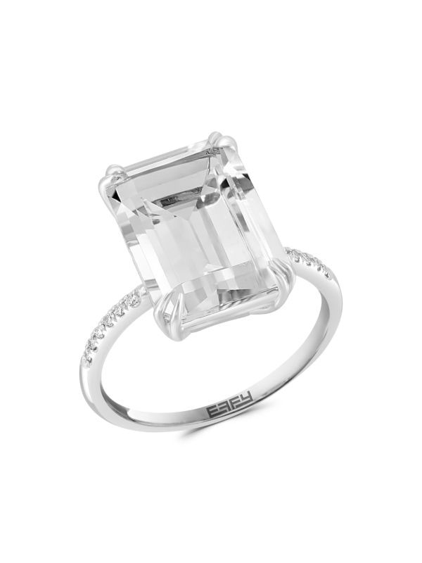 14K White Gold, White Topaz & Diamond Cocktail Ring | Saks Fifth Avenue OFF 5TH (Pmt risk)