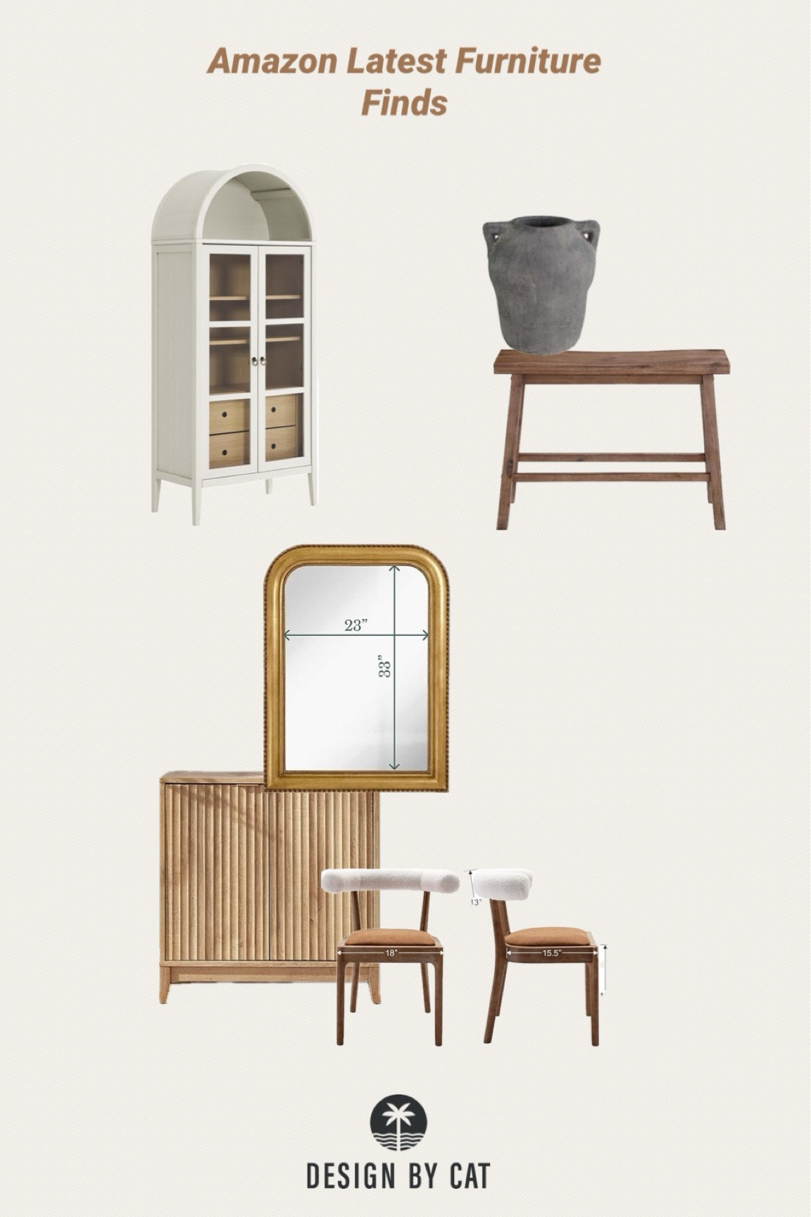 Amazon home decor and furniture finds
Boucle wishbone chairs
Gold framed mirror
Skinny wood bench
Gray terracotta distressed vase
Fluted cabinet
Rounded white and glass door cabinet

#LTKhome