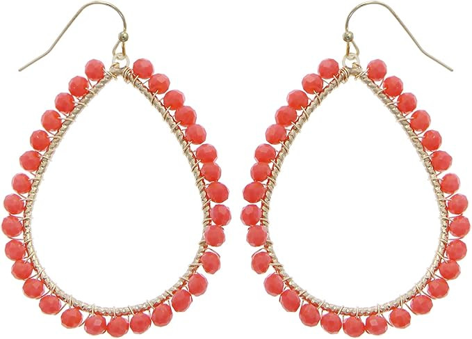 Bohemian Boho Teardrop Dangle Drop Earrings for Women – Delicate - Handcrafted Wire Wrapped Col... | Amazon (US)