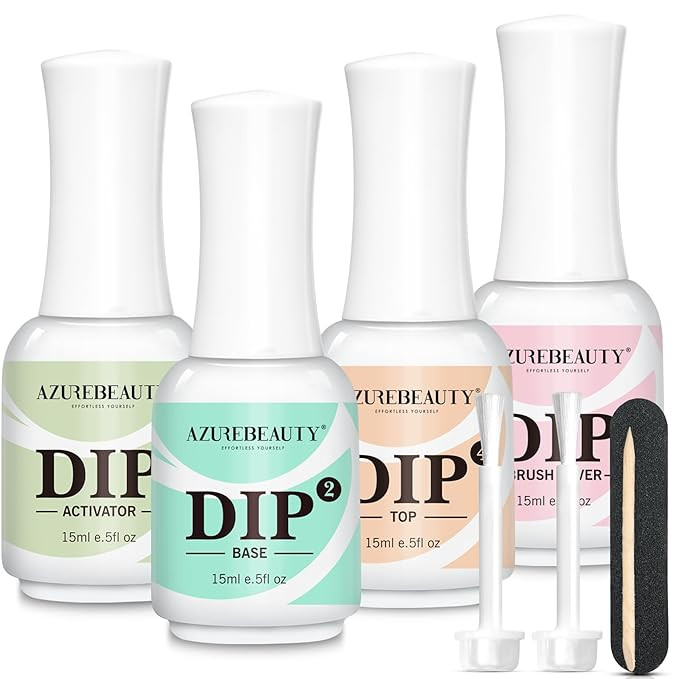 AZUREBEAUTY 4+4Pcs Dip Powder Liquid Set 15ml/0.5oz, with Base/Top Coat, Activator, Brush Saver, ... | Amazon (US)