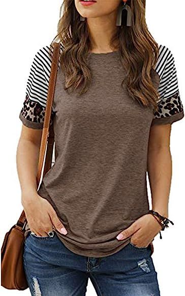 SLIMMING GRIL Women's Long Sleeve Color Block Tunic Tops Blouse Sweatshirt | Amazon (US)
