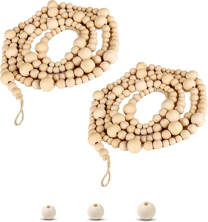 Lot de 2 guirlandes de perles en bois de 2,1 m - Guirlande de Noël bohème - Décoration d'étag... | Amazon (CA)
